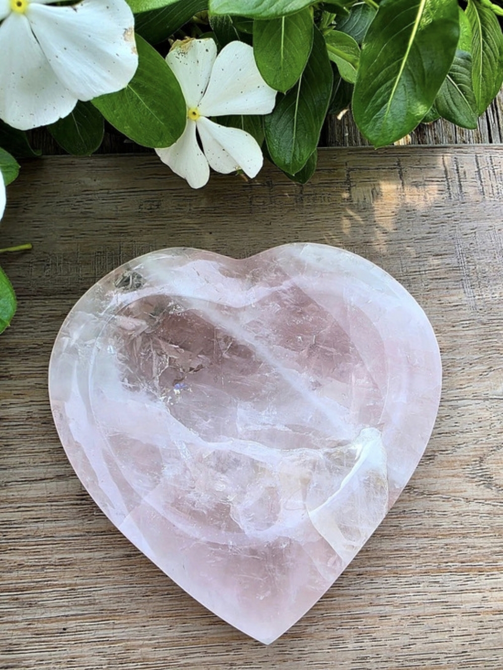 Pink Quartz Crystal Heart Bowl